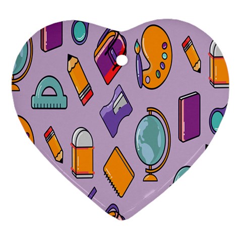 Back To School And Schools Out Kids Pattern Ornament (Heart) from ArtsNow.com Front