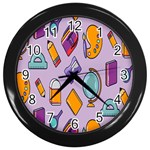 Back To School And Schools Out Kids Pattern Wall Clock (Black)