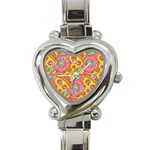 Fast Food Pizza And Donut Pattern Heart Italian Charm Watch