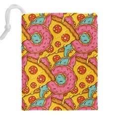 Fast Food Pizza And Donut Pattern Drawstring Pouch (4XL) from ArtsNow.com Back