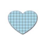 Sky blue tartan plaid pattern, with black lines Heart Coaster (4 pack) 