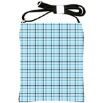 Sky blue tartan plaid pattern, with black lines Shoulder Sling Bag