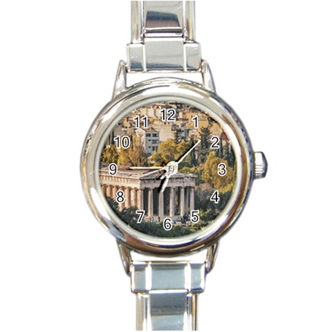 Athens Aerial View Landscape Photo Round Italian Charm Watch from ArtsNow.com Front