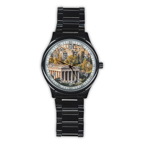 Athens Aerial View Landscape Photo Stainless Steel Round Watch from ArtsNow.com Front
