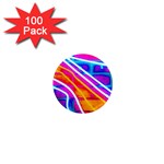 Pop Art Neon Wall 1  Mini Magnets (100 pack) 