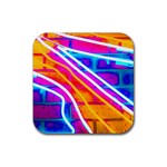 Pop Art Neon Wall Rubber Coaster (Square) 