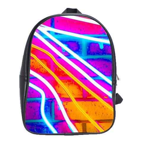 Pop Art Neon Wall School Bag (XL) from ArtsNow.com Front
