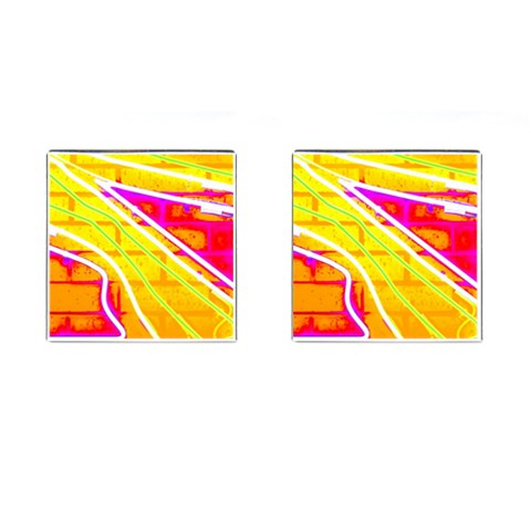 Pop Art Neon Wall Cufflinks (Square) from ArtsNow.com Front(Pair)
