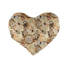 Clock Butterfly Pattern Standard 16  Premium Flano Heart Shape Cushions from ArtsNow.com Back