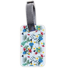 Blue Floral Stripes Luggage Tag (two sides) from ArtsNow.com Back