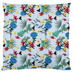 Blue Floral Stripes Standard Flano Cushion Case (Two Sides) from ArtsNow.com Back