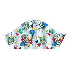 Blue Floral Stripes Cotton Crop Top from ArtsNow.com Left Sleeve
