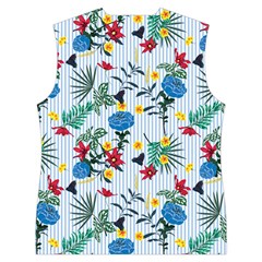 Blue Floral Stripes Women s Button Up Vest from ArtsNow.com Back