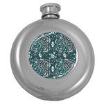 Folk flowers art pattern Floral abstract surface design  Seamless pattern Round Hip Flask (5 oz)