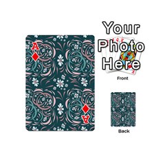 Ace Folk flowers art pattern Floral abstract surface design  Seamless pattern Playing Cards 54 Designs (Mini) from ArtsNow.com Front - DiamondA