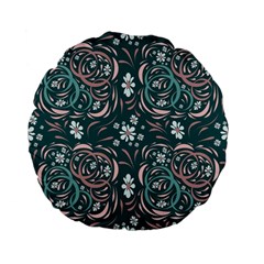 Folk flowers art pattern Floral abstract surface design  Seamless pattern Standard 15  Premium Flano Round Cushions from ArtsNow.com Back