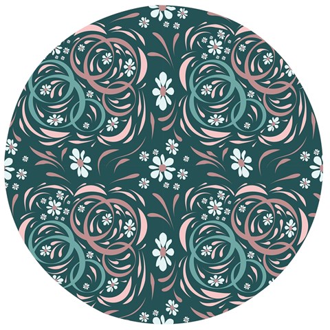 Folk flowers art pattern Floral abstract surface design  Seamless pattern Wooden Bottle Opener (Round) from ArtsNow.com Front