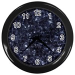 Geometric Dark Blue Abstract Print Pattern Wall Clock (Black)
