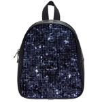 Geometric Dark Blue Abstract Print Pattern School Bag (Small)