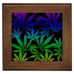 Weed Rainbow, Ganja leafs pattern in colors, 420 marihujana theme Framed Tile