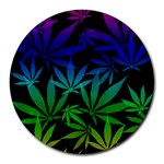 Weed Rainbow, Ganja leafs pattern in colors, 420 marihujana theme Round Mousepads