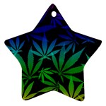 Weed Rainbow, Ganja leafs pattern in colors, 420 marihujana theme Ornament (Star)