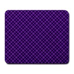 Purple, black and yellow color plaid, retro tartan pattern Large Mousepads