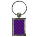 Purple, black and yellow color plaid, retro tartan pattern Key Chain (Rectangle)