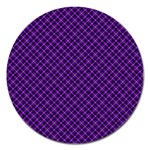 Purple, black and yellow color plaid, retro tartan pattern Magnet 5  (Round)