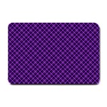 Purple, black and yellow color plaid, retro tartan pattern Small Doormat 