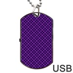 Purple, black and yellow color plaid, retro tartan pattern Dog Tag USB Flash (One Side)