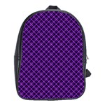 Purple, black and yellow color plaid, retro tartan pattern School Bag (XL)