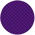 Purple, black and yellow color plaid, retro tartan pattern Wooden Bottle Opener (Round)