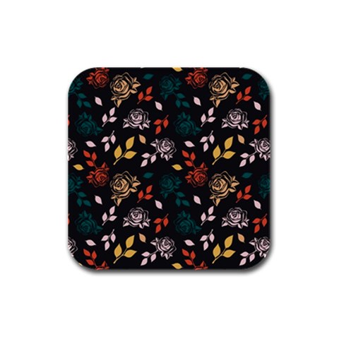 Rose Floral Rubber Square Coaster (4 pack)  from ArtsNow.com Front