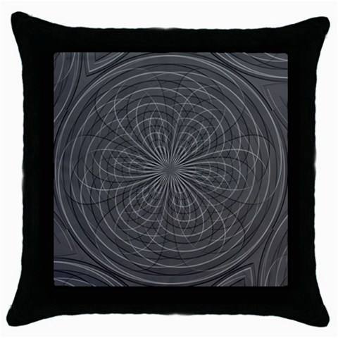 Abstract spirals, spiral abstraction, gray color, graphite Throw Pillow Case (Black) from ArtsNow.com Front
