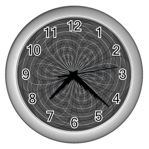 Abstract spirals, spiral abstraction, gray color, graphite Wall Clock (Silver) from ArtsNow.com Front