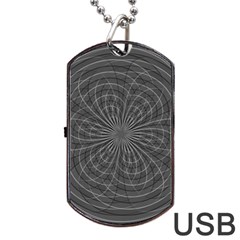 Abstract spirals, spiral abstraction, gray color, graphite Dog Tag USB Flash (Two Sides) from ArtsNow.com Back