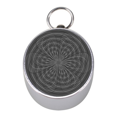 Abstract spirals, spiral abstraction, gray color, graphite Mini Silver Compasses from ArtsNow.com Front