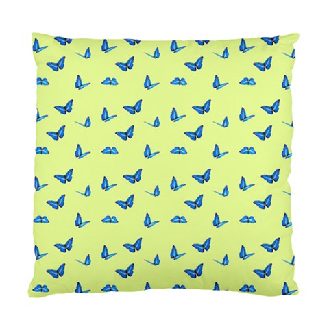 Blue butterflies at lemon yellow, nature themed pattern Standard Cushion Case (One Side) from ArtsNow.com Front