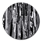 Black And White Abstract Linear Print Round Mousepads