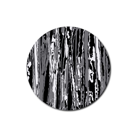 Black And White Abstract Linear Print Rubber Round Coaster (4 pack)  from ArtsNow.com Front