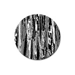 Black And White Abstract Linear Print Magnet 3  (Round)