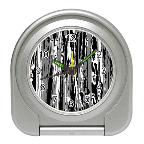 Black And White Abstract Linear Print Travel Alarm Clock from ArtsNow.com Front