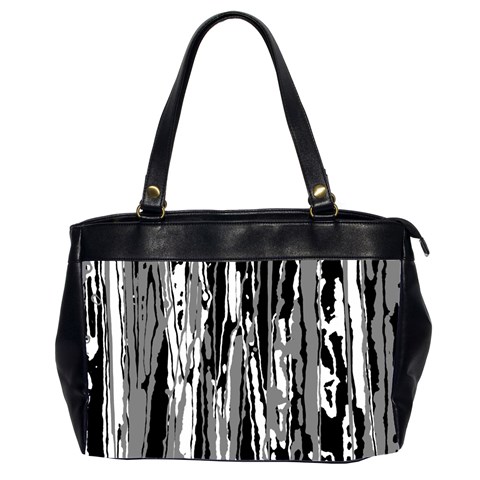 Black And White Abstract Linear Print Oversize Office Handbag (2 Sides) from ArtsNow.com Front