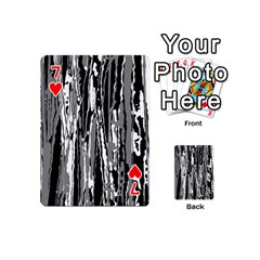 Black And White Abstract Linear Print Playing Cards 54 Designs (Mini) from ArtsNow.com Front - Heart7