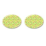 Vector Fruits pattern, pastel colors, yellow background Cufflinks (Oval)