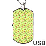 Vector Fruits pattern, pastel colors, yellow background Dog Tag USB Flash (Two Sides)