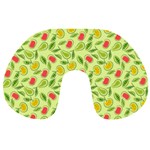 Vector Fruits pattern, pastel colors, yellow background Travel Neck Pillow