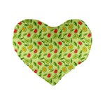 Vector Fruits pattern, pastel colors, yellow background Standard 16  Premium Flano Heart Shape Cushions