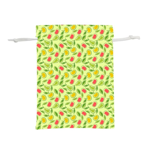 Vector Fruits pattern, pastel colors, yellow background Lightweight Drawstring Pouch (M) from ArtsNow.com Front